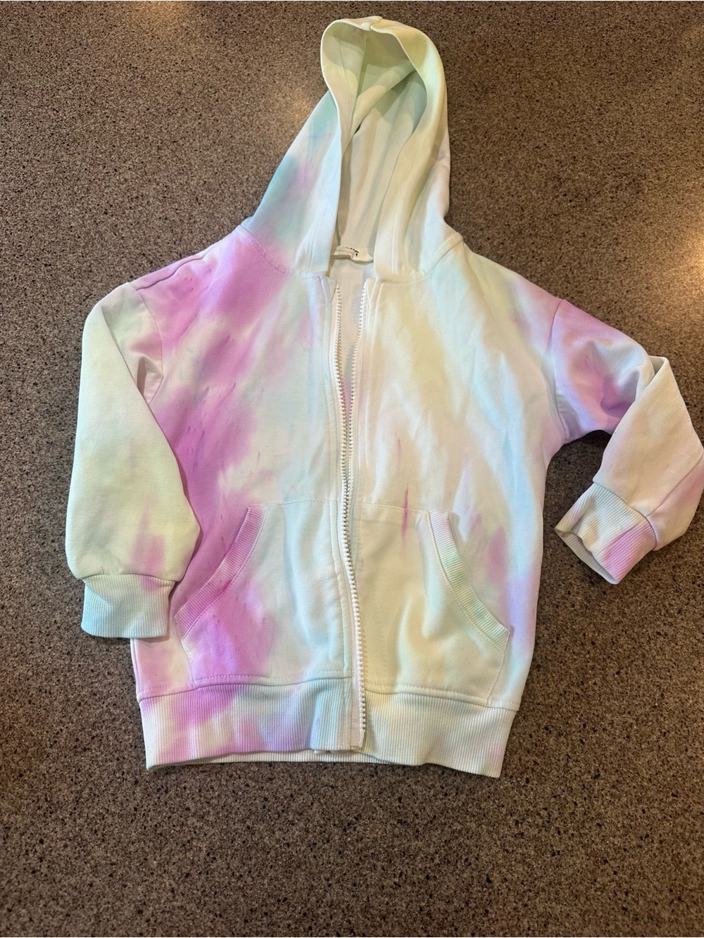Kids Tie-Dye Zip Hoodie - Pastel Pink & Mint